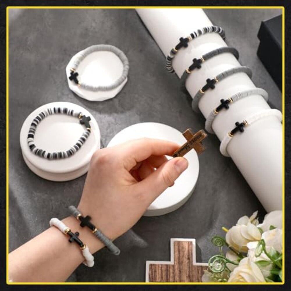 Men's Cross Bead Bracelets Stackable Religious Su… - image 5